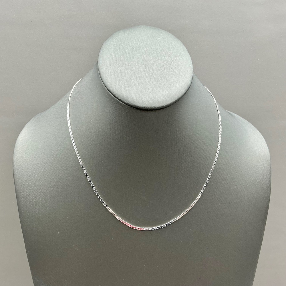 Monet Necklace Silver Tone Flat Curb Link Chain Vintage Minimalist Jewelry 17"